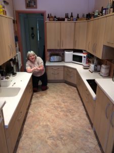 Kath's kitchen design includes worktops at different heights for both her and her husband to use