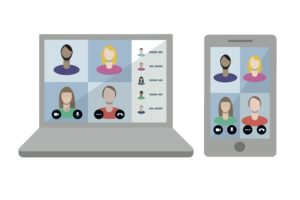 screen showing online meeting for flexible working