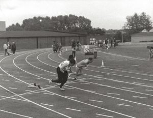 men running in disabled championships 1985