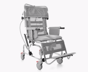 Tilt in space chair for bathing and showering